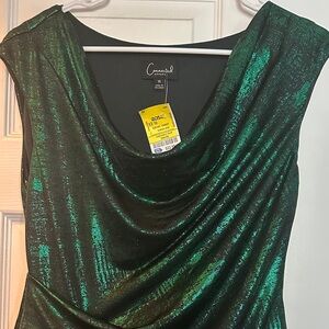 Connected Apparel Shimmering Green Asymmetrical Dress